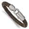 Brown Leather and Stainless Steel Brushed 8.25-inch Bracelet