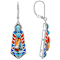 Spiny Oyster, Turquoise And Enamel Sterling Silver Dangle Earrings 12x6mm