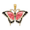 14k Yellow Gold Multi-Colored Enameled Butterfly Pendant