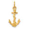 14k Yellow Gold 3D Diamond-Cut and Satin Anchor Pendant