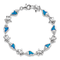 Rhodium Over Sterling Silver Starfish Cubic Zirconia and Lab Created
Opal Seashell Bracelet