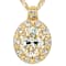 Diamond Simulant Oval, Champagne Diamond And White Zircon Pendant
Necklace In 18K Gold Over Sterling Silver 2.85ctw