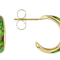 Green Turquoise Inlay Hoop Earrings In 18K Gold Over Sterling Silver