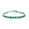 Emerald Color CZ Tennis Bracelet In White Rhodium Over Brass