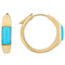 Turquoise Baguette Hoop Earrings in 18k Gold Over Sterling Silver