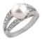 White Cultured Freshwater Pearl Ring Rhodium Over Silver