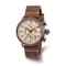Charles Hubert Men's Brown IP-plated Leather Band 46mm Dual Time Watch