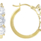 3-Stone CZ Hoop Earrings In 18K Gold Over Sterling Silver