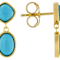 Turquoise Oval And Cushion Drop Earrings In 18K Gold Over Sterling Silver