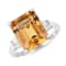 Citrine with White Zircon Accents Rhodium Over Sterling Silver Statement
Ring, 5.96ctw