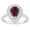 8x5mm Pear Shape Garnet And White Topaz Accents Rhodium Over Sterling
Silver Halo Ring