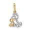 14K Two-tone Gold With White Rhodium Cubic Zirconia Dog and Puppy Pendant