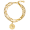 Paperclip And Curb Multi-Row Coin Charm Bracelet In Gold-Tone