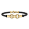 14k Yellow Gold Polished Fancy Link Leather Bracelet