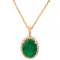 3.88 Ctw Emerald and 0.24 Ctw White Diamond Pendant in 14K YG