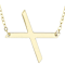Sideways Initial X Necklace In Solid 14K Yellow Gold 18 Inch