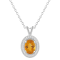 8x6mm Oval Citrine 1/8 ctw Diamond Rhodium Over Sterling Silver Halo
Pendant with Chain