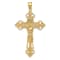 14K Yellow Gold INRI Fleur De Lis Crucifix Pendant