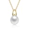 Pear Shape White Mother-Of-Pearl Pendant Necklace In 14K Gold Over Brass