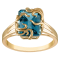 10K Yellow Gold Rectangular Octagonal London Blue Topaz Medusa Ring 3.3ctw