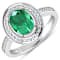 1.75ctw Green Emerald and Diamond 14K White Gold Halo Ring