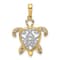 14k Yellow Gold and Rhodium Over 14k Yellow Gold Diamond-Cut Filigree
Turtle Pendant