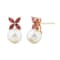 8-8.5mm Round White Freshwater Pearl and Pink Tourmaline 14K Rose Gold
Drop Floral Earrings