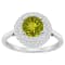 7mm Round Peridot And White Topaz Accents Rhodium Over Sterling Silver
Double Halo Ring