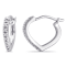 Diamond Heart Hoop Earrings in 10k White Gold