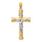 14k Two-tone Gold Textured INRI Crucifix