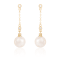 7-7.5mm Akoya Pearl with Diamond Accent 14K Yellow Gold Dangling Chain
Earrings, 0.12ctw