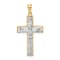 14K Yellow and White Gold Polished and Diamond-cut Cross Pendant