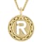 Cardano Initial R Pendant Necklace In 18K Gold Over Bronze