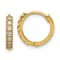 14K Yellow Gold Polished Cubic Zirconia 2mm Hinged Huggie Hoop Earrings