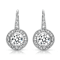 CZ Bezel Halo Drop Earrings In White Rhodium Over Brass