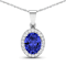 Tanzanite and White Diamond 14K White Gold Pendant with 18 inch Cable
Chain 1.60ctw