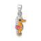 Rhodium Over Sterling Silver Multi-color Enamel Seahorse Children's Pendant