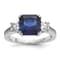 Rhodium Over Sterling Silver Polished Fancy Blue and White Cubic
Zirconia Ring
