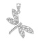 Rhodium Over 14k White Gold Diamond-Cut Filigree Textured Dragonfly Pendant