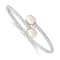 Rhodium Over Sterling Silver 8-9mm White Rice Freshwater Cultured Pearl
Hinged Bangle