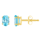 6x4mm Oval Blue Topaz 14k Yellow Gold Stud Earrings