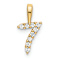 14k Yellow Gold Diamond Number 7 Pendant