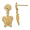 14K Yellow Gold Textured Shell and Turtle Dangle Earrings