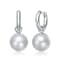 Pear Shape Shell Pearl Drop Hoop Earrings In Gold-Tone