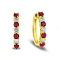 1.15ctw Ruby and Diamond Hoop Earrings in 14k Yellow Gold