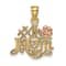 14K Yellow Gold and 14k Rose Gold Textured #1 MOM with Flower Charm
