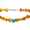 Amber And Turquoise Beaded Sterling Silver Bracelet
