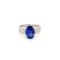 4.08 Ctw Blue Sapphire and 0.56 Ctw White Diamond Ring in 14K WG