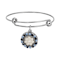 Silver Tone Round Blue Crystal Faux Floral Pearl Drop Bracelet