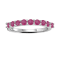 Round Ruby Sterling Silver Anniversary Style Stackable Band Ring, 0.90ctw